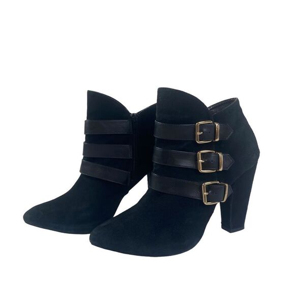 Steve Madden 10M JYPSEE ankle boots heeled moto genuine suede - Picture 2 of 8